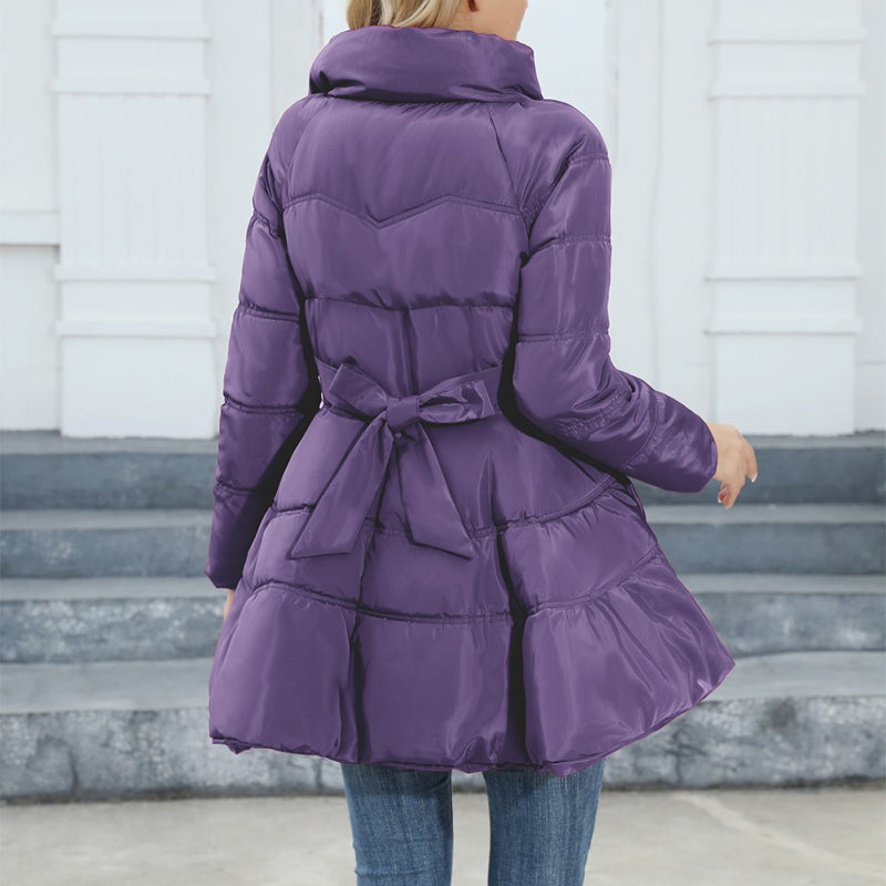 Newest Big Skirt Design Coat Winter Warm Slim-fitting Stand-collar Mid-length Thickened Waist Cotton Jacket Women - Carvan Mart Ltd