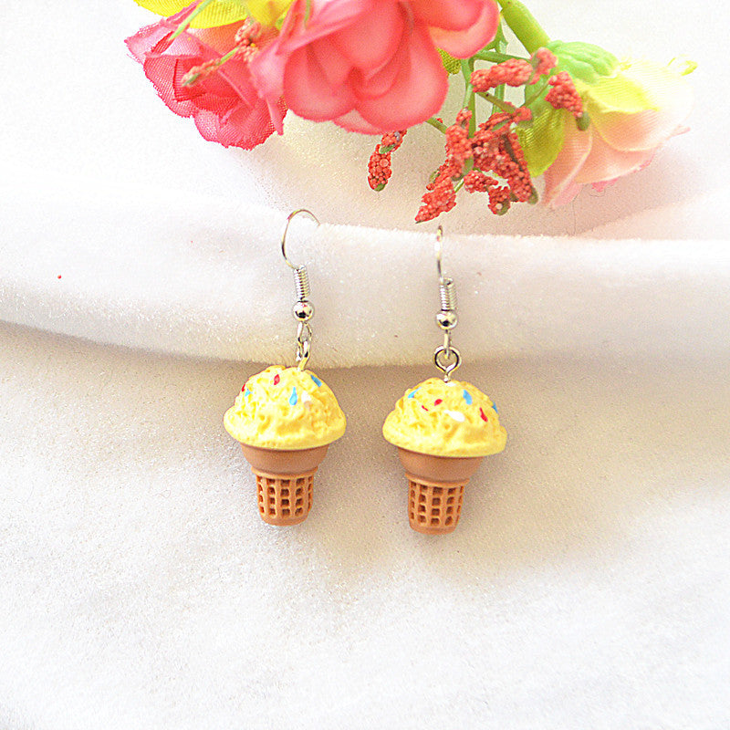 Popcorn Earrings Sweet And Cute Three-dimensional Ice Cream Cone Earrings - Carvan Mart