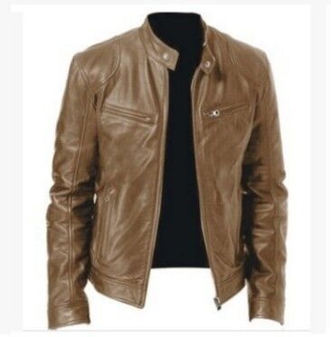 PU Leather Jacket Slim Leather Jacket - Carvan Mart