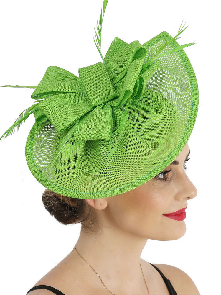 Fascinator Hat Wind Cover Mesh Fashion Bride Wedding Hat - Light Green - Women's Hats & Caps - Carvan Mart