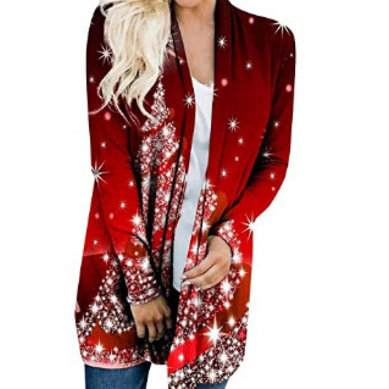 Women's Rainbow Cardigan Sweater - Sparkling Holiday Design Long Knitwear - KL121214YJ065 - Sweaters - Carvan Mart