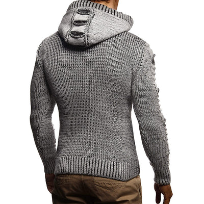 Sweater Men's Hooded Knitted Cardigan Jacket - Carvan Mart