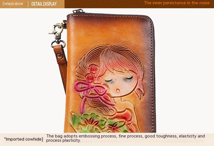 RFID Anti-theft Swiping Women's Handmade First Layer Cowhide Wallet - - Women's Wallet - Carvan Mart