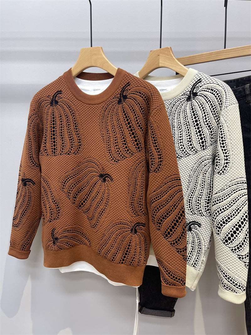 Color Matching Jacquard Crew-neck Sweater Man - Carvan Mart