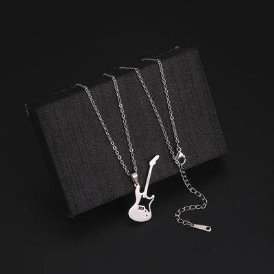 Punk Rock Stainless Steel Guitar Pendant Necklace - Carvan Mart