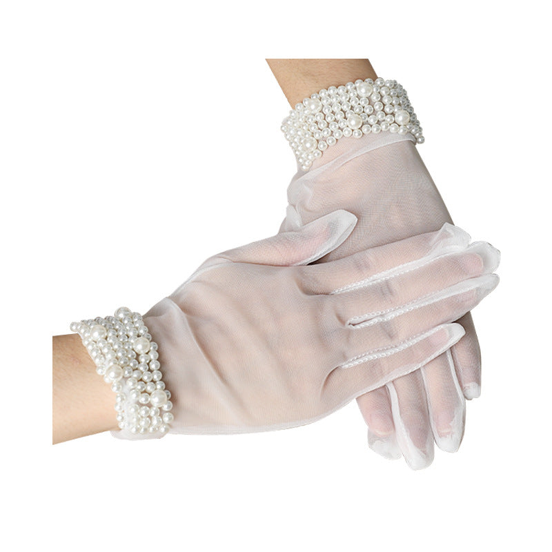 Short Yarn Cuff Beaded Gloves - Carvan Mart