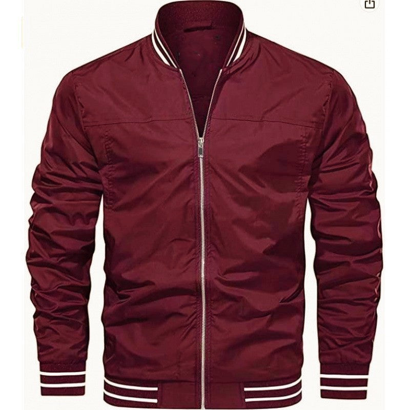 Men's Windproof Lightweight Casual Jacket - Wine Red - Men's Jackets & Coats - Carvan Mart