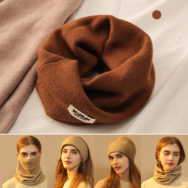 Versatile 4-in-1 Winter Face Mask Cashmere Scarf Headscarf Fashion Hat - Beige - Women's Hats & Caps - Carvan Mart