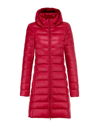 Mid-Length Light Drop-Off Hat Duck Down Jacket - Red - Women's Coats & Jackets - Carvan Mart