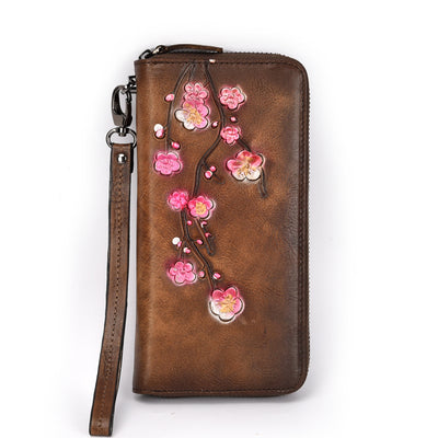 Embossed Leather Multiple Card Slots Wallet First Layer Cowhide Women's Handbag - Carvan Mart