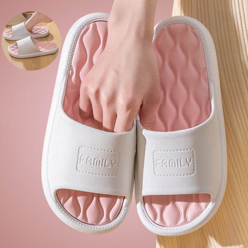 Wave Pattern Slippers Indoor Fashion Shoes Non-slip Slippers For Couples - Carvan Mart