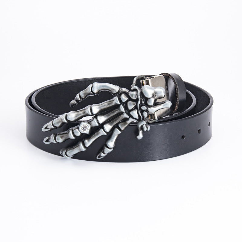 Men's Leather Belt Skull Big Head  Claw Outdoor Rider - Carvan Mart