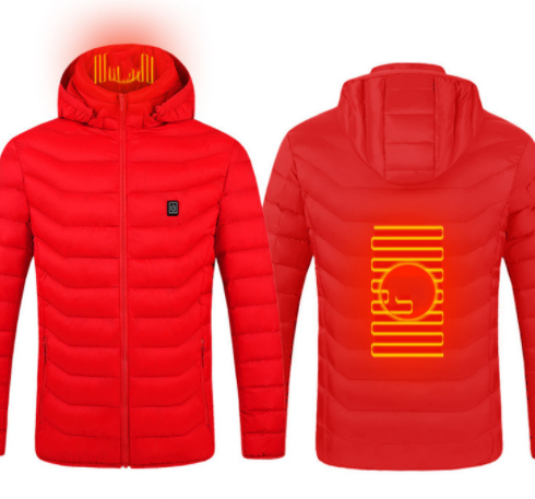 New Heated Jacket Coat USB Electric Jacket Cotton Coat Heater Thermal Clothing Heating Vest Men's Clothes Winter - Red Zone2 - Men's Jackets & Coats - Carvan Mart