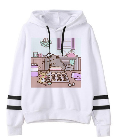 Fleece Hoodie Loose Casual Hoodie - F White - Women Hoodies & Sweatshirts - Carvan Mart