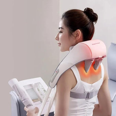 Neck Shoulder Massager Multi-Functional Muscle Massager Clip Kneading Electric - Light Orange USB - Belts & Cummerbunds - Carvan Mart