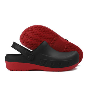 Men's Platform Waterproof Clogs Kitchen Hotel Hospital Work Shoes Crocs - Black Red - Men's Slippers - Carvan Mart