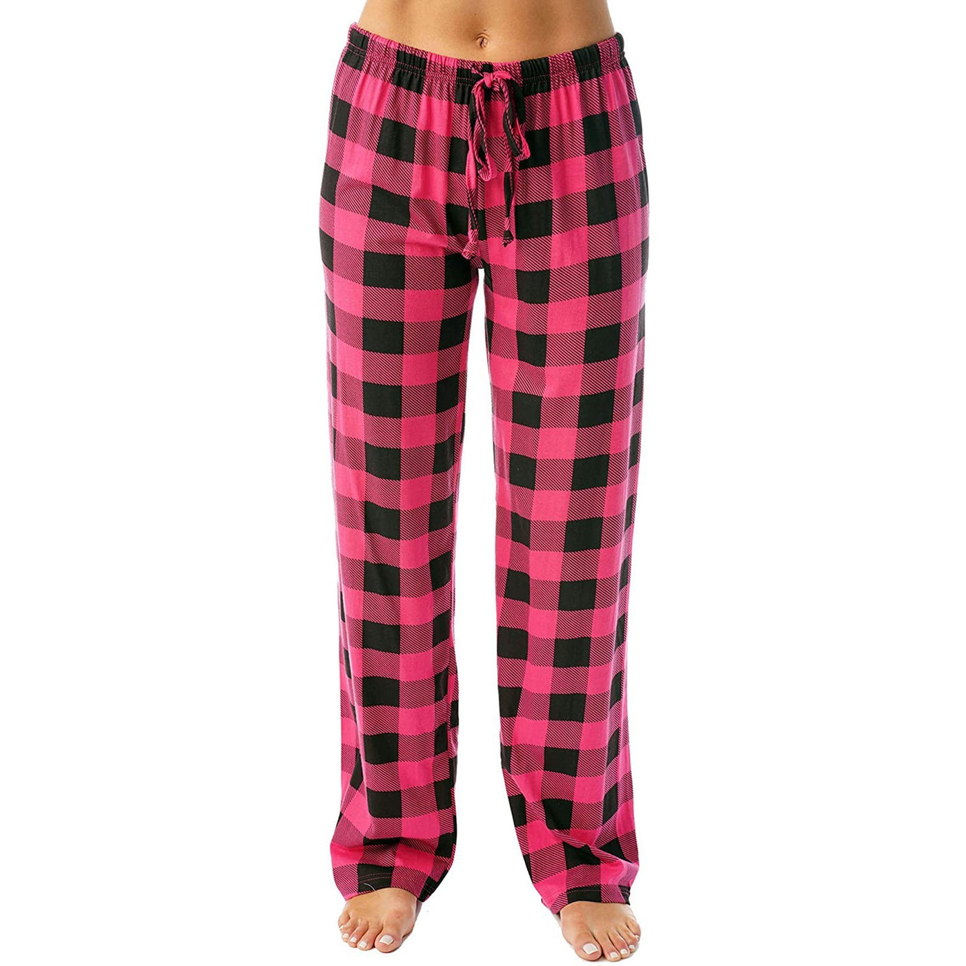 Trendy Checkered Pants for Casual Wear - Plaid Design - Rose Red - Pants & Capris - Carvan Mart