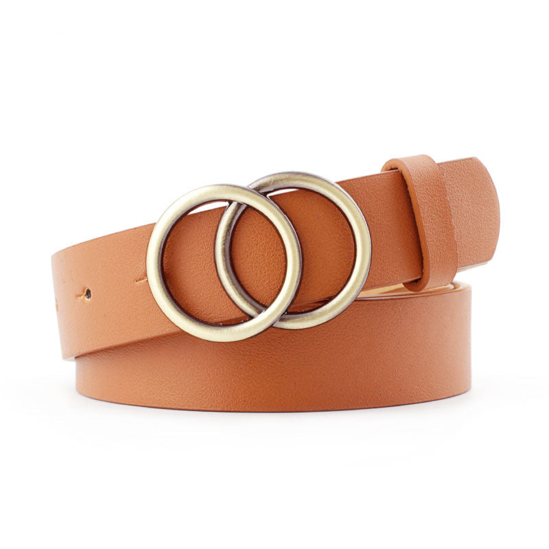 European And American Cross-border Round Buckle Belt Women Casual - Carvan Mart