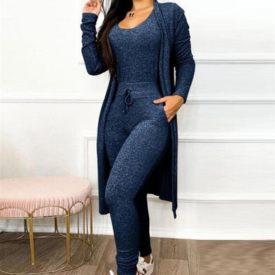 Drawstring Pocket Design Cardigan Cover Jumpsuit - - Jumpsuits & Rompers - Carvan Mart