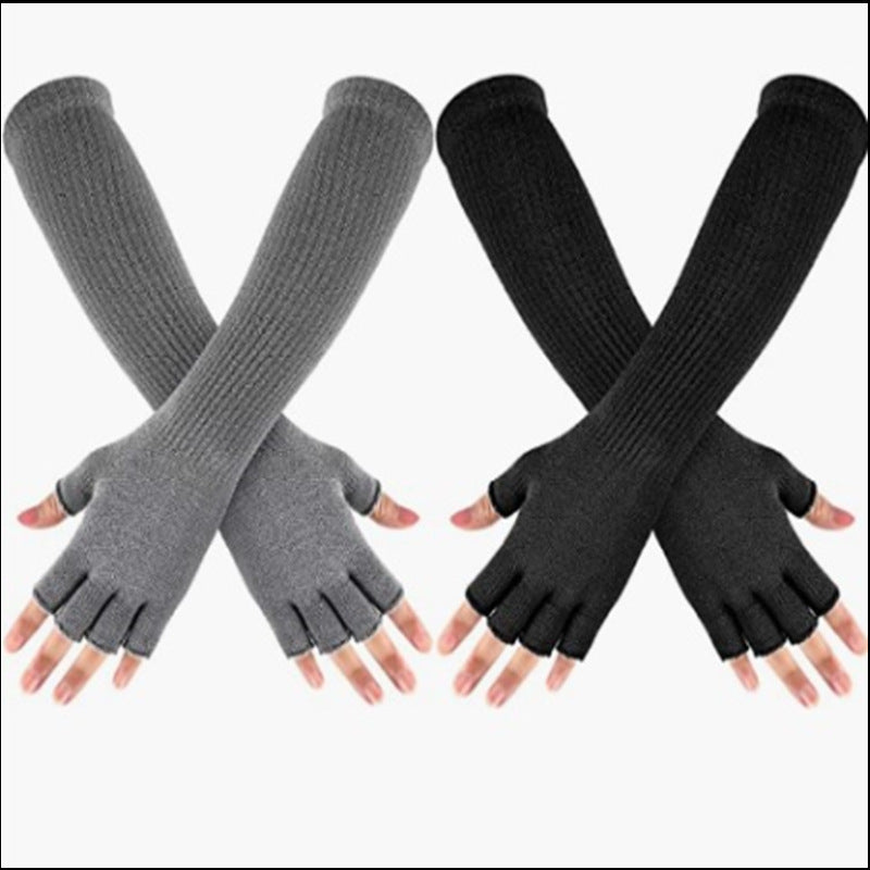 Fashion Elastic Solid Color Cold-proof Warm Half Finger Gloves - - Women Gloves & Mittens - Carvan Mart