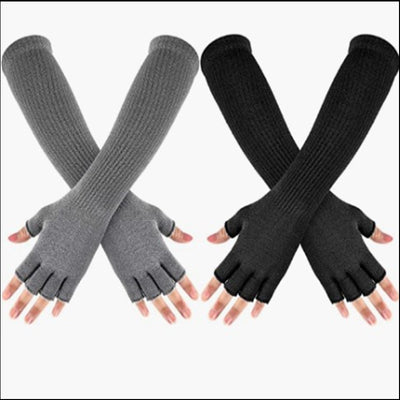 Fashion Elastic Solid Color Cold-proof Warm Half Finger Gloves - Carvan Mart