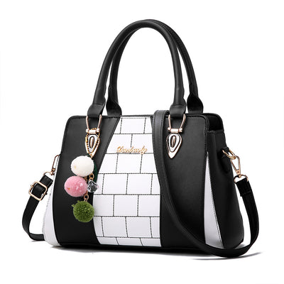 Chic Colorblock Handbag - Elegant and Stylish Shoulder Bag for Everyday Use - Black - Shoulder Bags - Carvan Mart