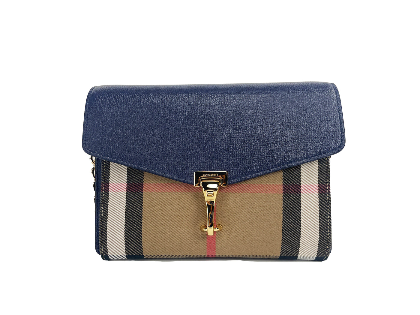 Burberry Macken Small Regency Blue House Check Leather Crossbody Bag - Blue - - Burberry