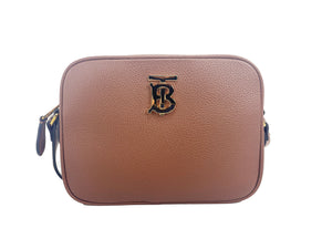 Burberry Small Leather Tan Camera Crossbody TB Logo Bag - Brown - - Burberry