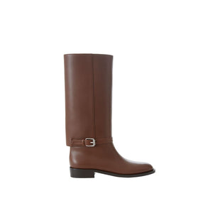 Burberry Elegant Leather Boots in Rich Brown - Brown EU38.5 US8.5 - - Burberry