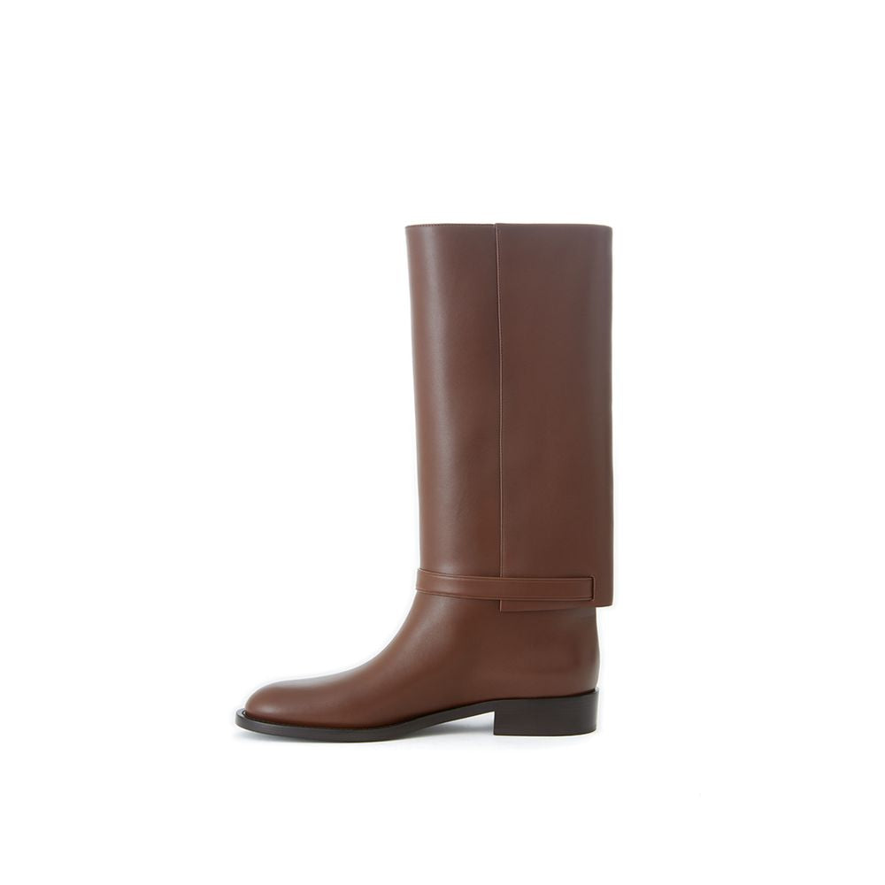 Burberry Elegant Leather Boots in Rich Brown - - - Burberry