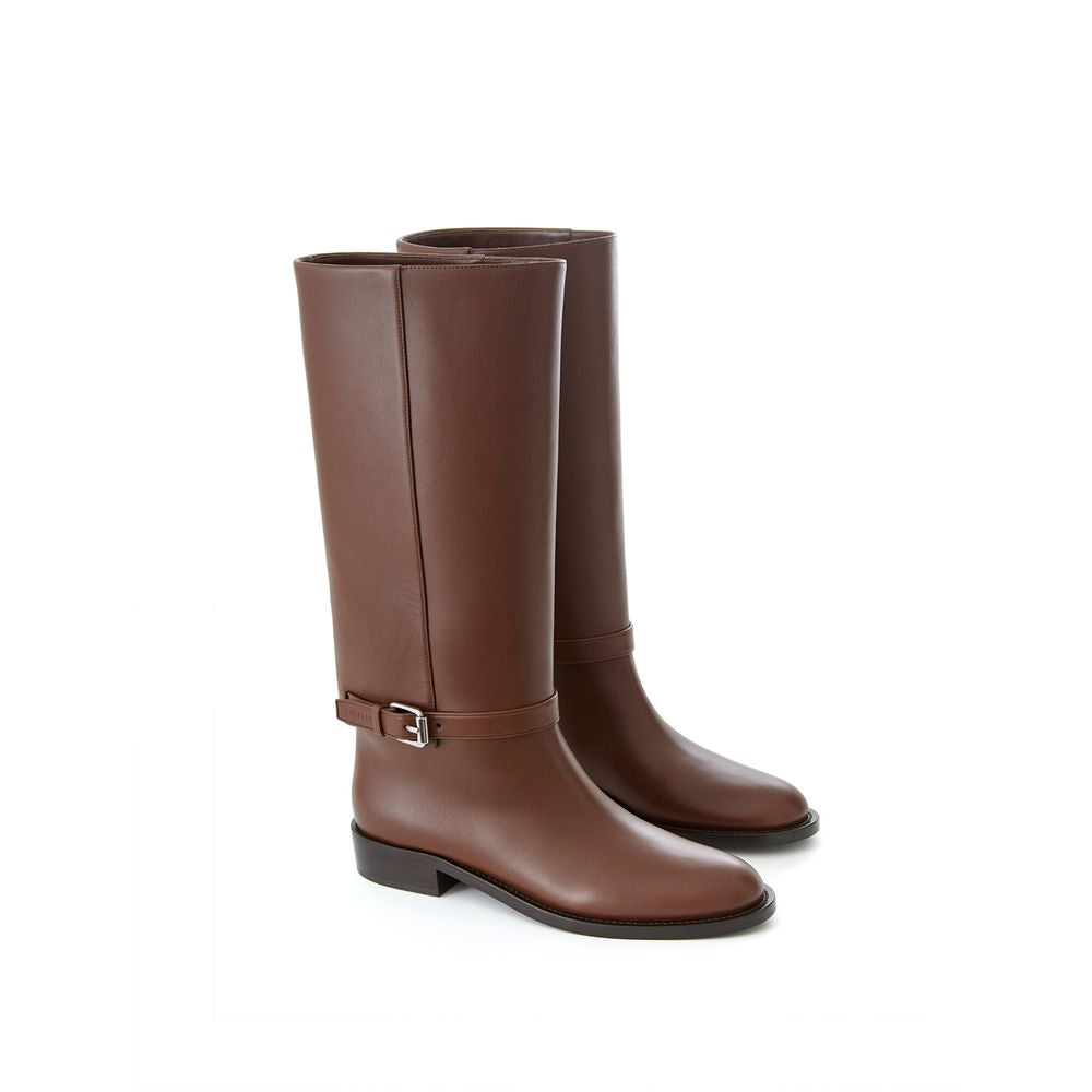 Burberry Elegant Leather Boots in Rich Brown - - - Burberry