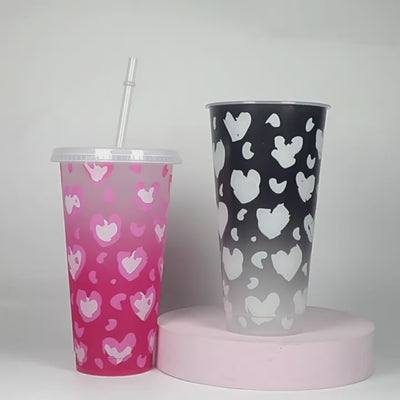 Simple Color Changing Cup With Straw Fashion Cup