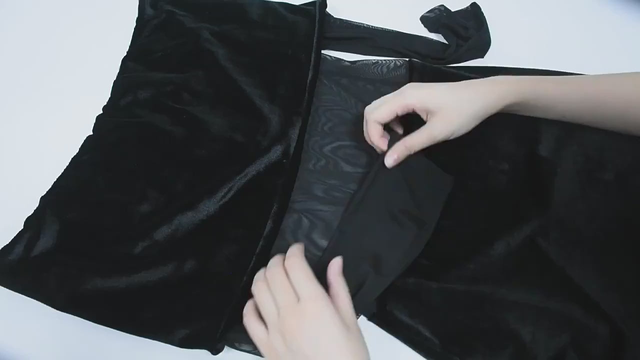 Schwarzes Kleid für Damen, durchsichtiges Mesh-Minikleid mit langen Ärmeln in A-Linie