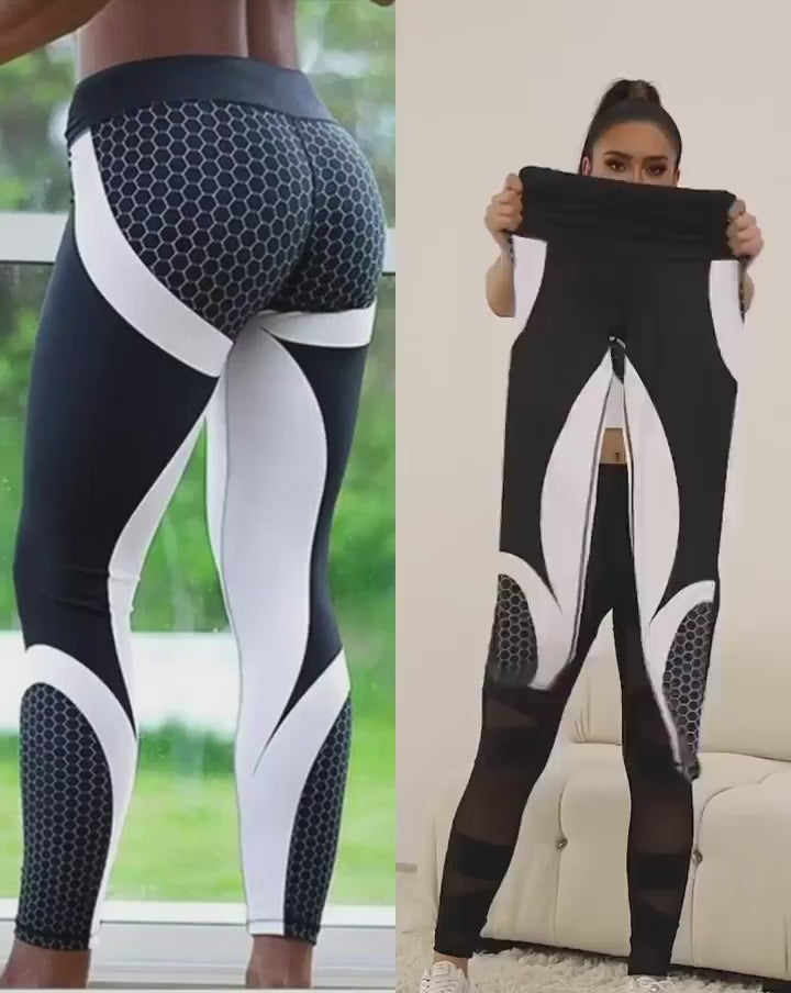 Leggings de fitness de yoga delgados de fits de mujeres: gimnasio de cintura alta que ejecuta pantalones deportivos