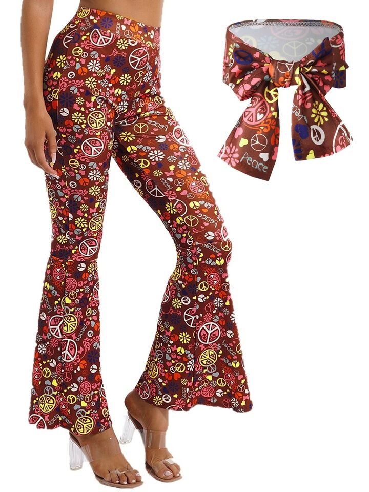 Women's Hippie Pants Wide Leg Pants 70s Retro Trouser High Waist Pants - - Pants & Capris - Carvan Mart