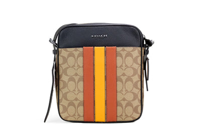 COACH Hudson 21 Signature Varsity Stripe Coated Canvas Crossbody Bag - - - COACH