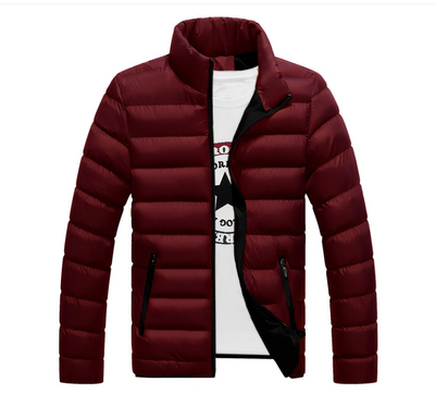 Winter Warm Jacket Men's Stand Collar Cotton Padded Jacket - Dark Red - Men's Jackets & Coats - Carvan Mart